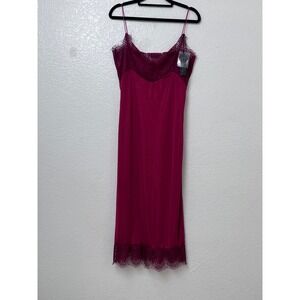 Lace‎ Trim Slip Dress Tank Burgundy POOF Apparel Prom Cocktail Date NightNew S